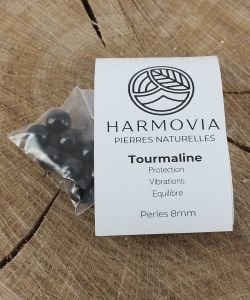 Perles Tourmaline Noire 8mm, 1 pièce